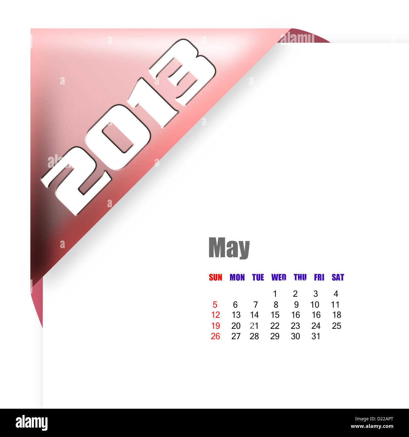 2013 maggio calendario Foto Stock