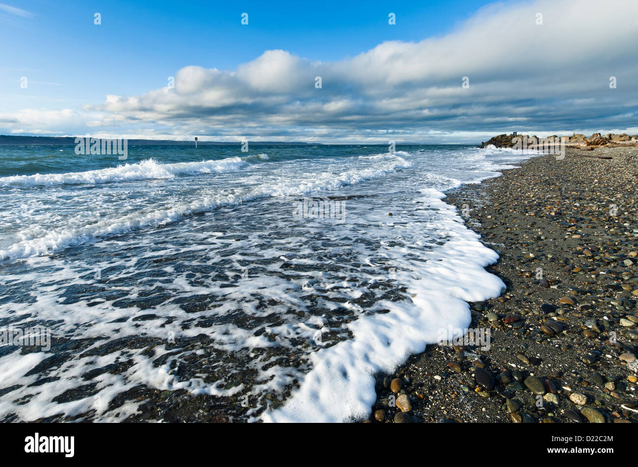 Giornata di sole a Marina Beach Park, Edmonds, Washington, Stati Uniti d'America Foto Stock