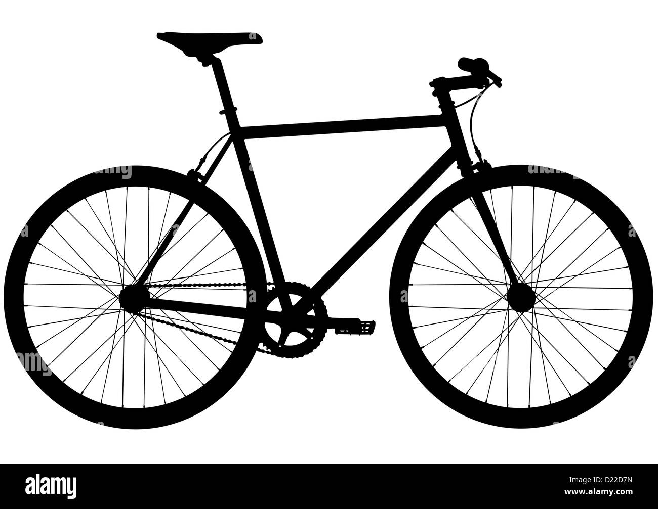 Singola velocità ingranaggio fisso silhouette di bicicletta su sfondo bianco Foto Stock