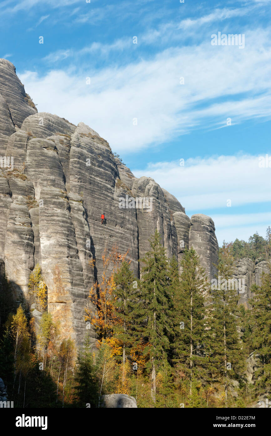 Arrampicata su roccia a Teplice Rocks, Boemia orientale, Repubblica Ceca Foto Stock