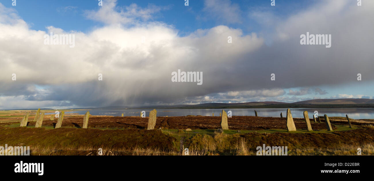 Anello di Brodgar cerchio di pietra, Orkney Isles Foto Stock