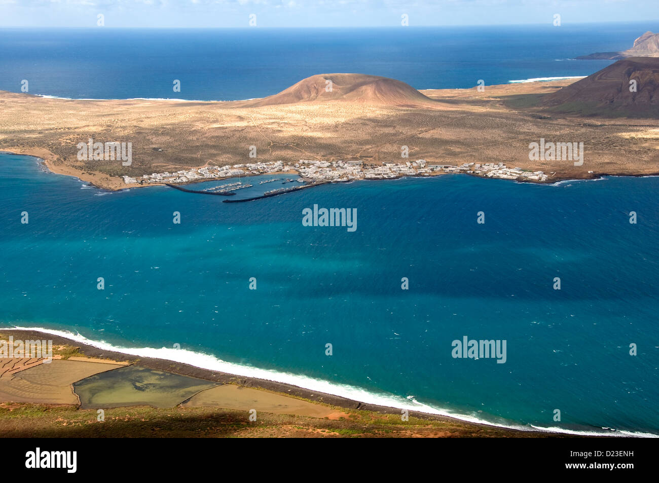 Vista di Isla La Graciosa dal Mirador del Rio Lanzarote isole Canarie Spagna Foto Stock