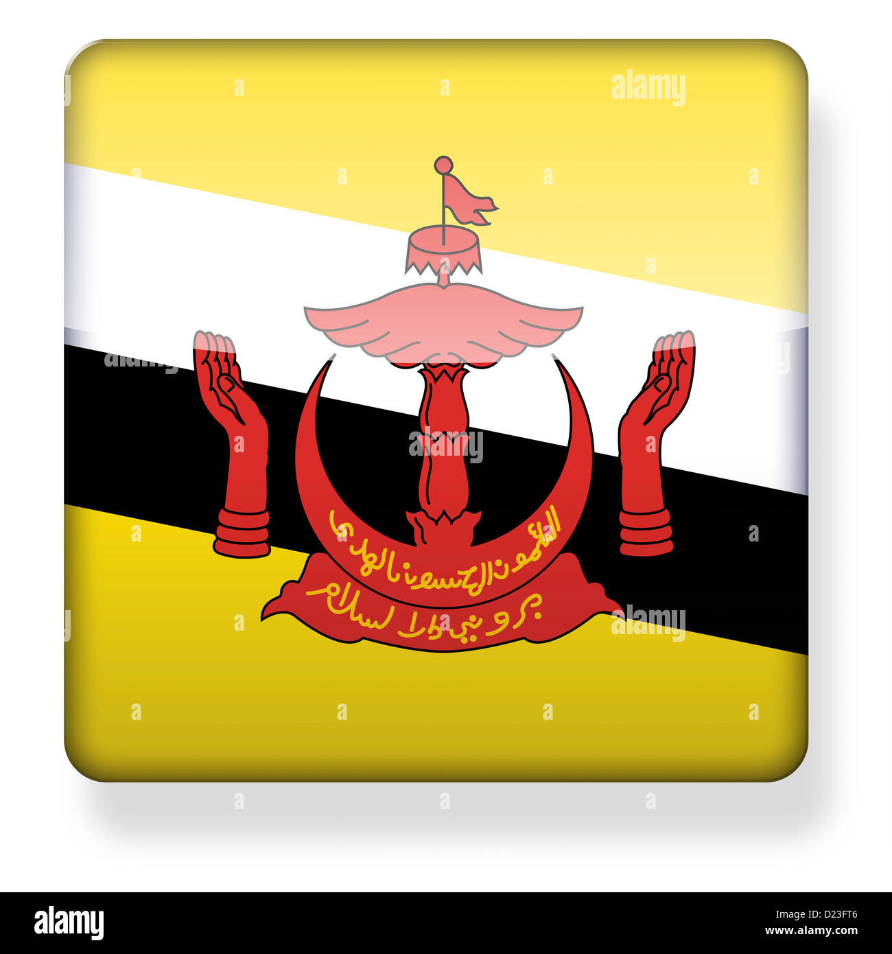Brunei bandiera come l'icona di un'app. Percorso di clipping incluso. Foto Stock