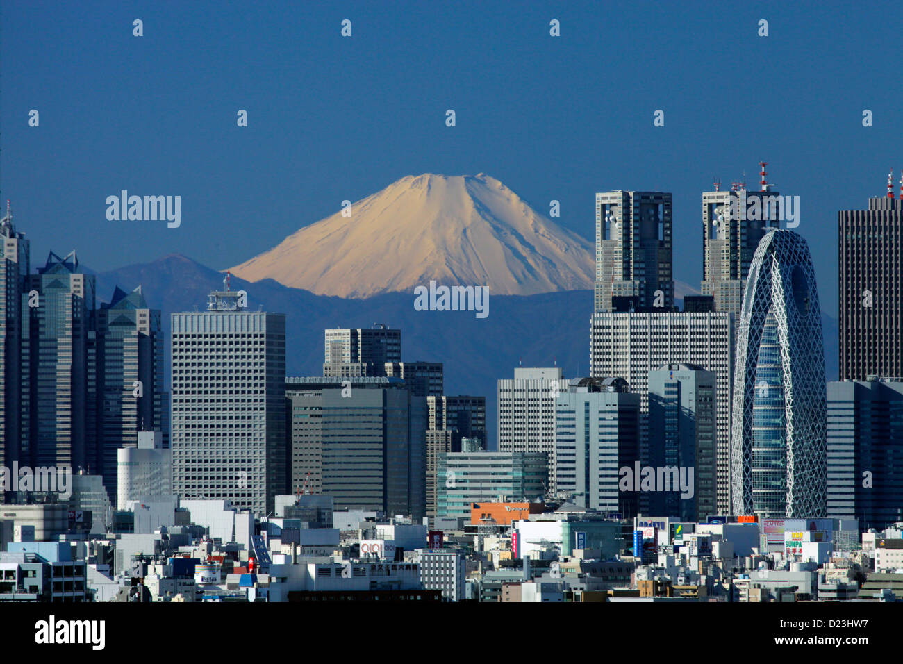Il monte Fuji e i grattacieli di Shinjuku Tokyo Giappone Foto Stock