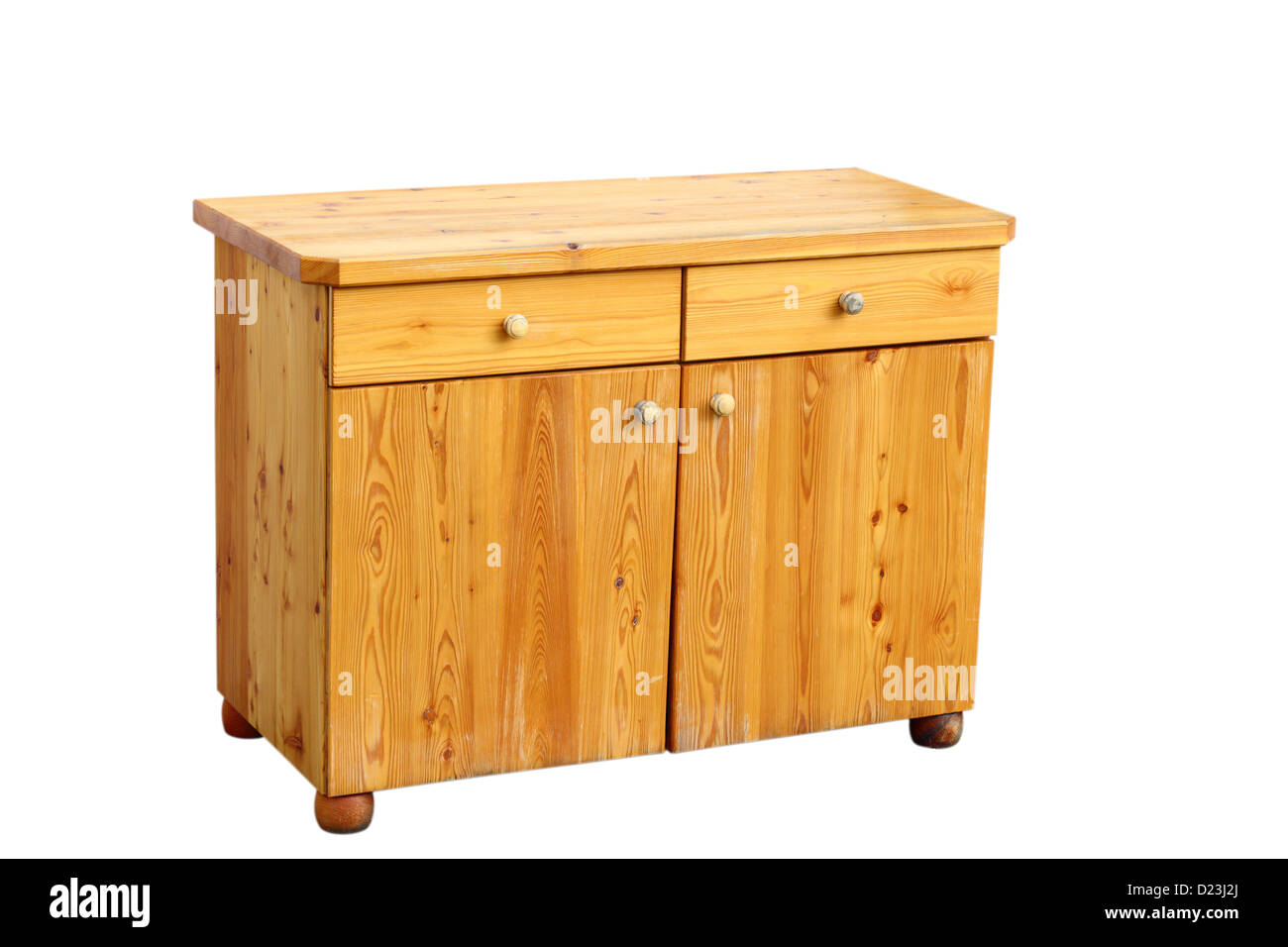 Mobili di legno su sfondo bianco Foto Stock