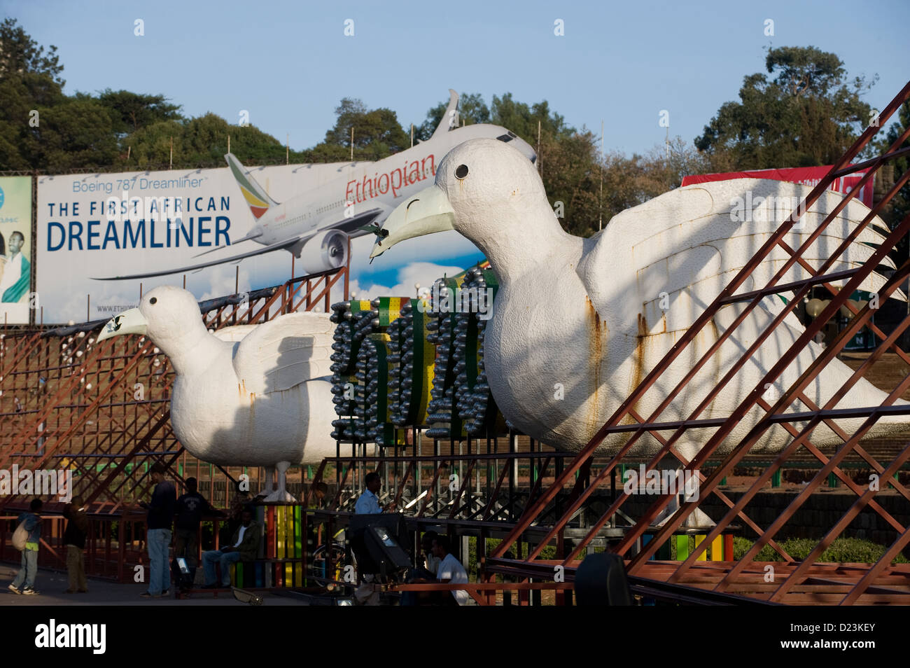Addis Abeba, Etiopia, la pubblicità della compagnia aerea Dreamliner Foto Stock