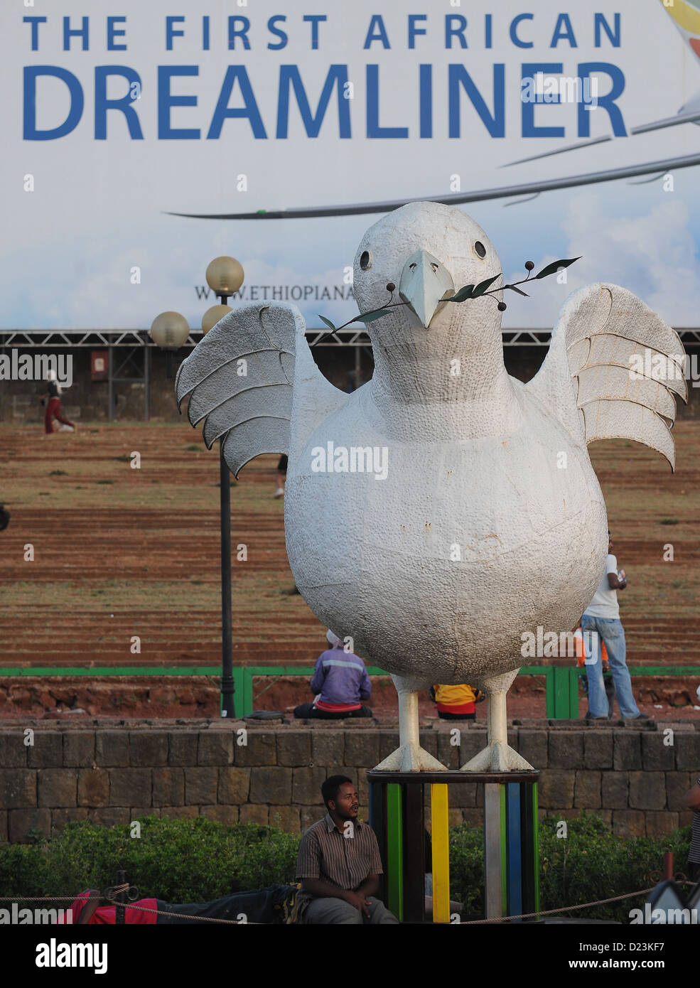 Addis Abeba, Etiopia, la pubblicità della compagnia aerea Dreamliner Foto Stock
