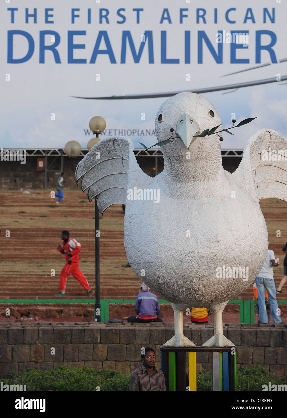 Addis Abeba, Etiopia, la pubblicità della compagnia aerea Dreamliner Foto Stock