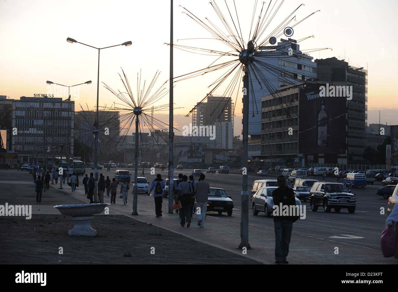 Addis Abeba, Etiopia, serata a piazza Meskel Meskel Square. Foto Stock