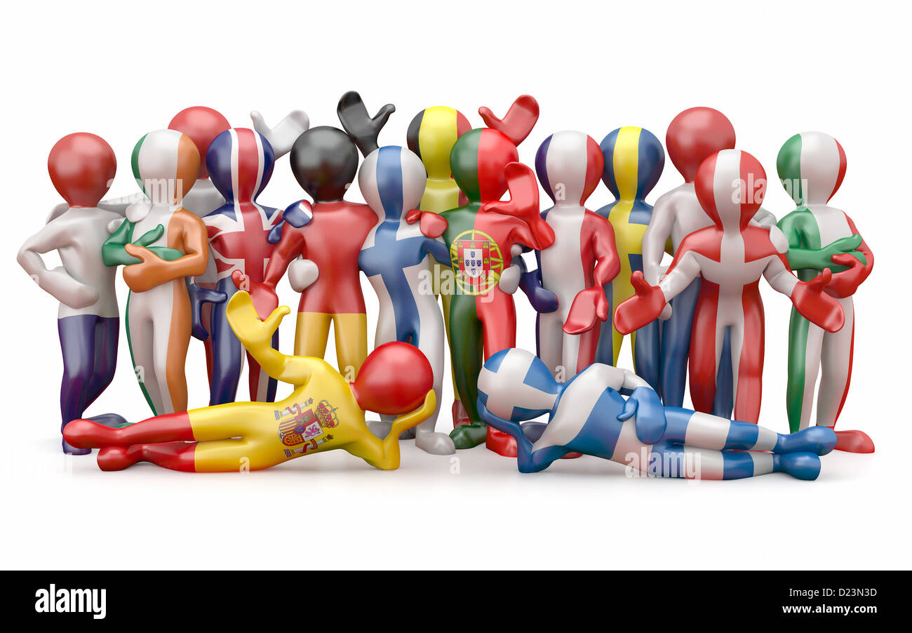 Unione Europea. Le persone di colore della bandiera nazionale del paese europeo. 3d Foto Stock