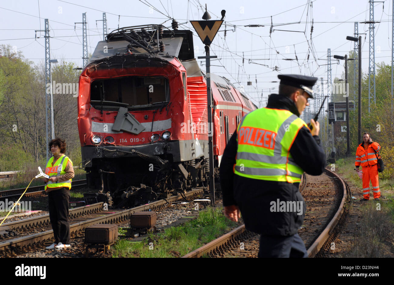 Berlino, Germania, treno relitto in Berlin-Karow Foto Stock