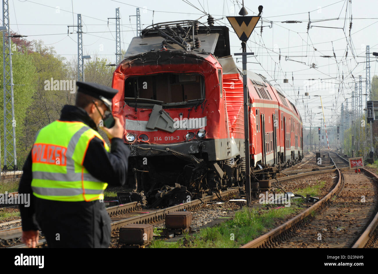 Berlino, Germania, treno relitto in Berlin-Karow Foto Stock