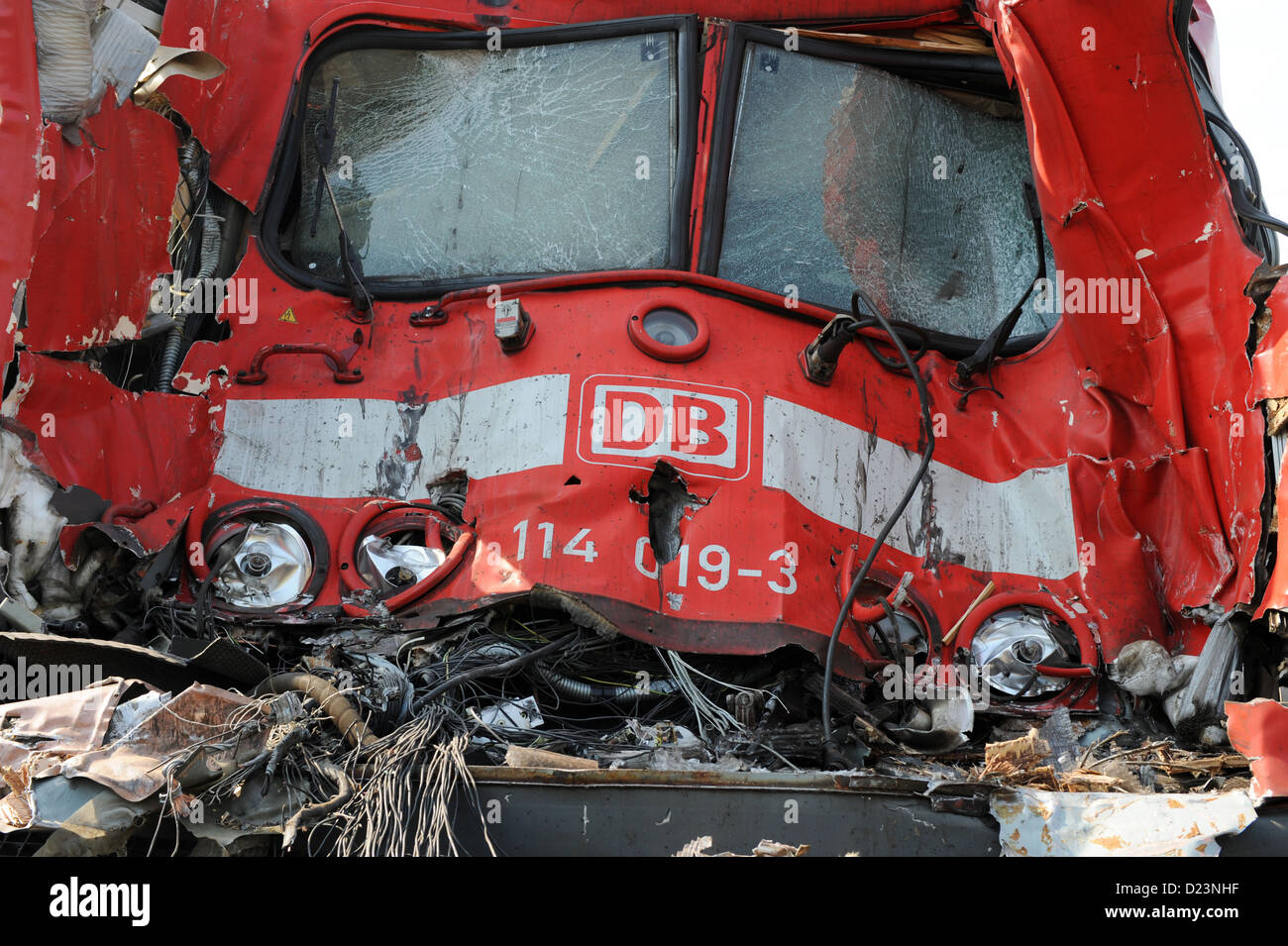 Berlino, Germania, treno relitto in Berlin-Karow Foto Stock