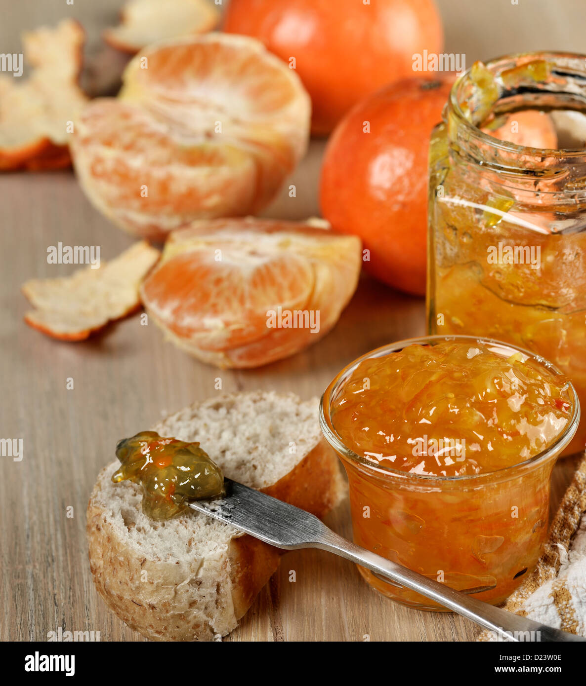 Orange Jam ,frutta e pane Foto Stock