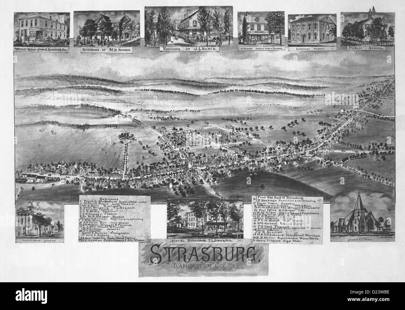 Vista aerea di Strasburgo, Lancaster County,, Pennsylvania 1903 Foto Stock