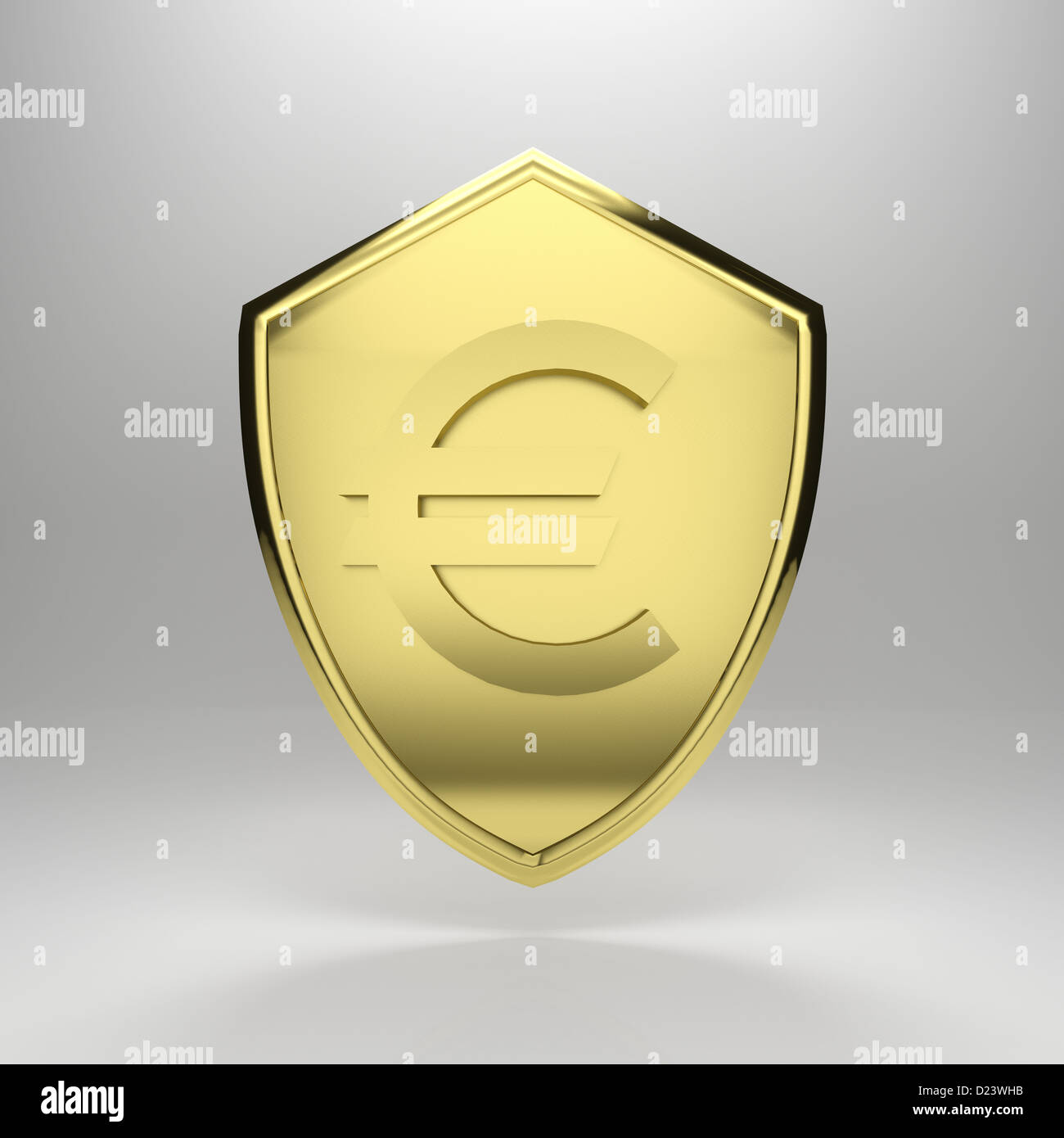 3D render illustrazione di un golden euro scudo. Foto Stock