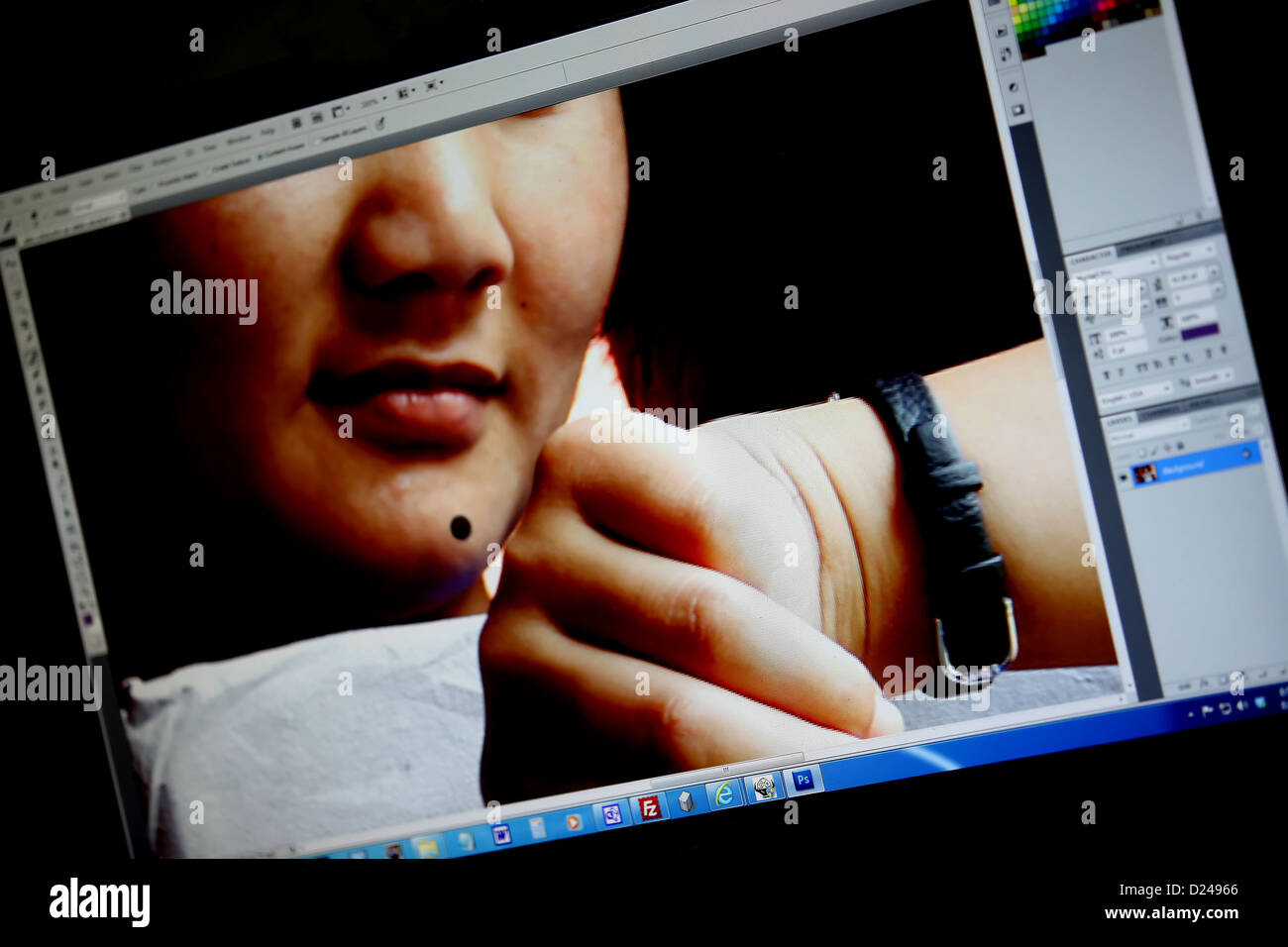 Fotografi computer con foto programmi di modifica Foto Stock