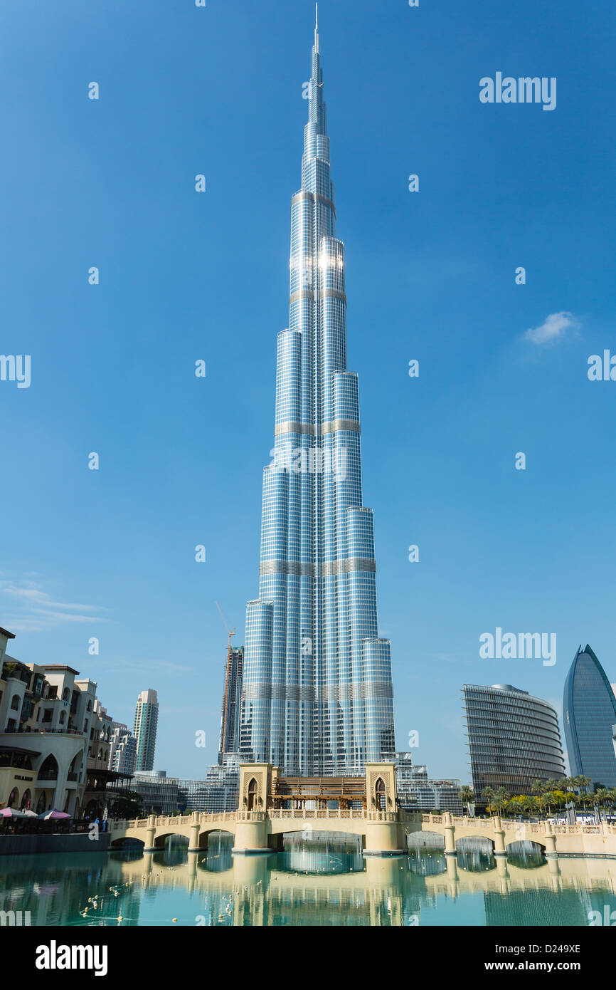 Il Burj Khalifa, edificio più alto del mondo - il Centro di Dubai nel Business Bay area di Dubai, Emirati arabi uniti Foto Stock