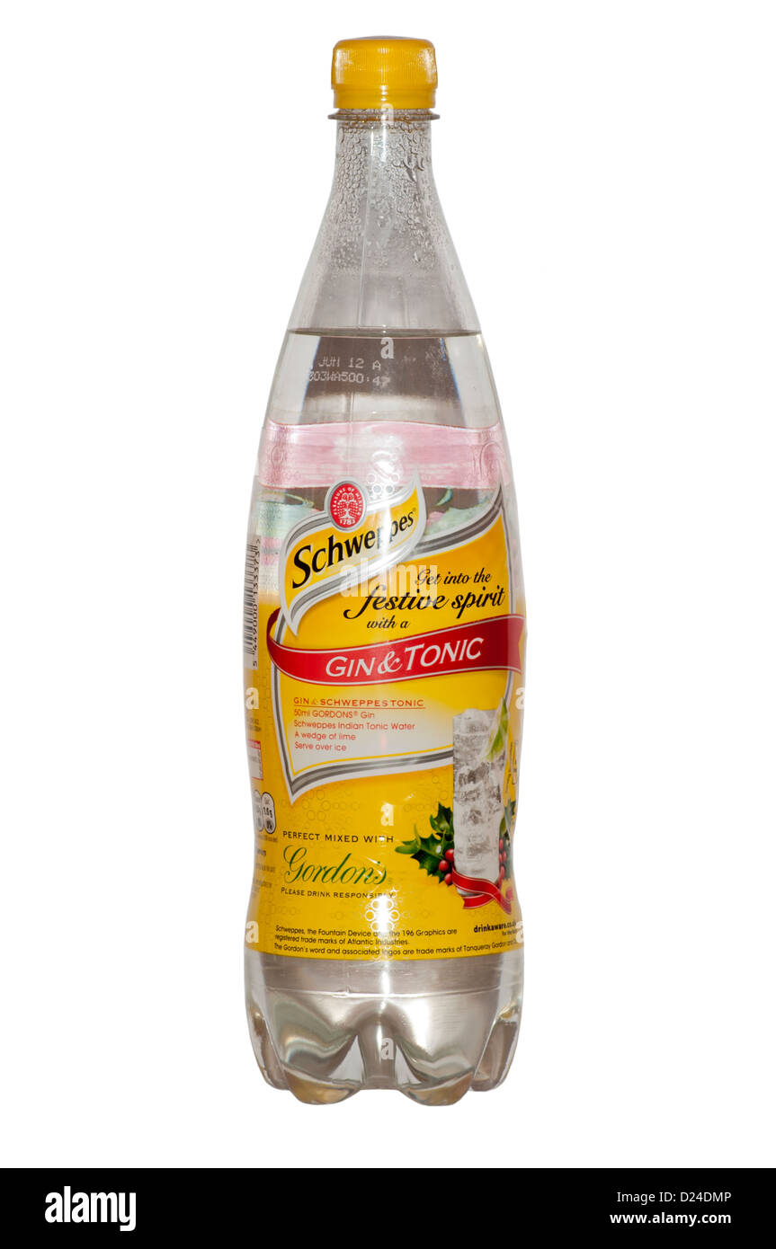 Bottiglia di Schweppes acqua tonica Foto Stock