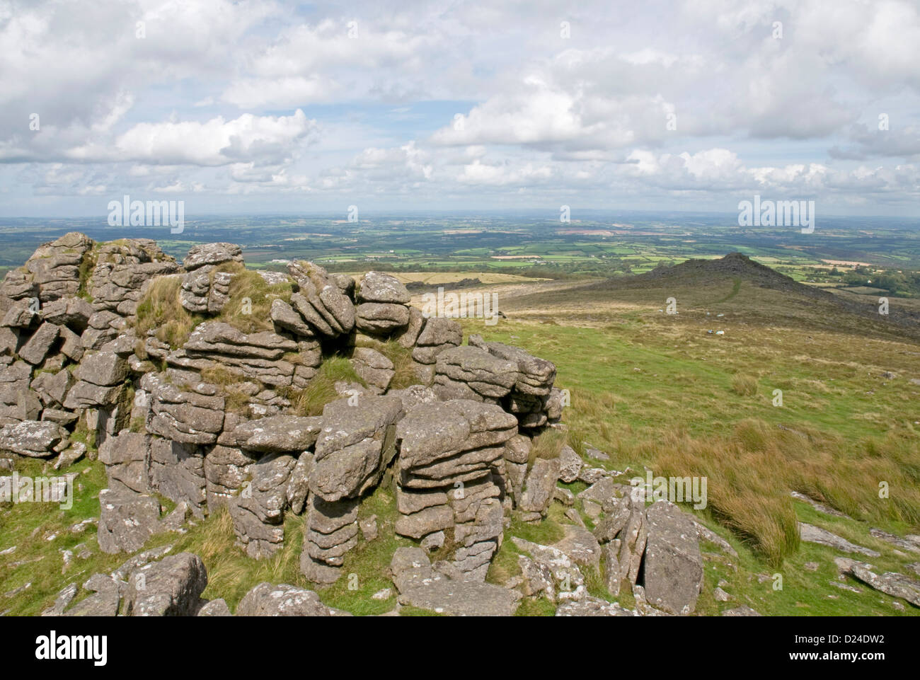 Dartmoor impressionante paesaggio di granito su Belstone comune, guardando a nord Foto Stock