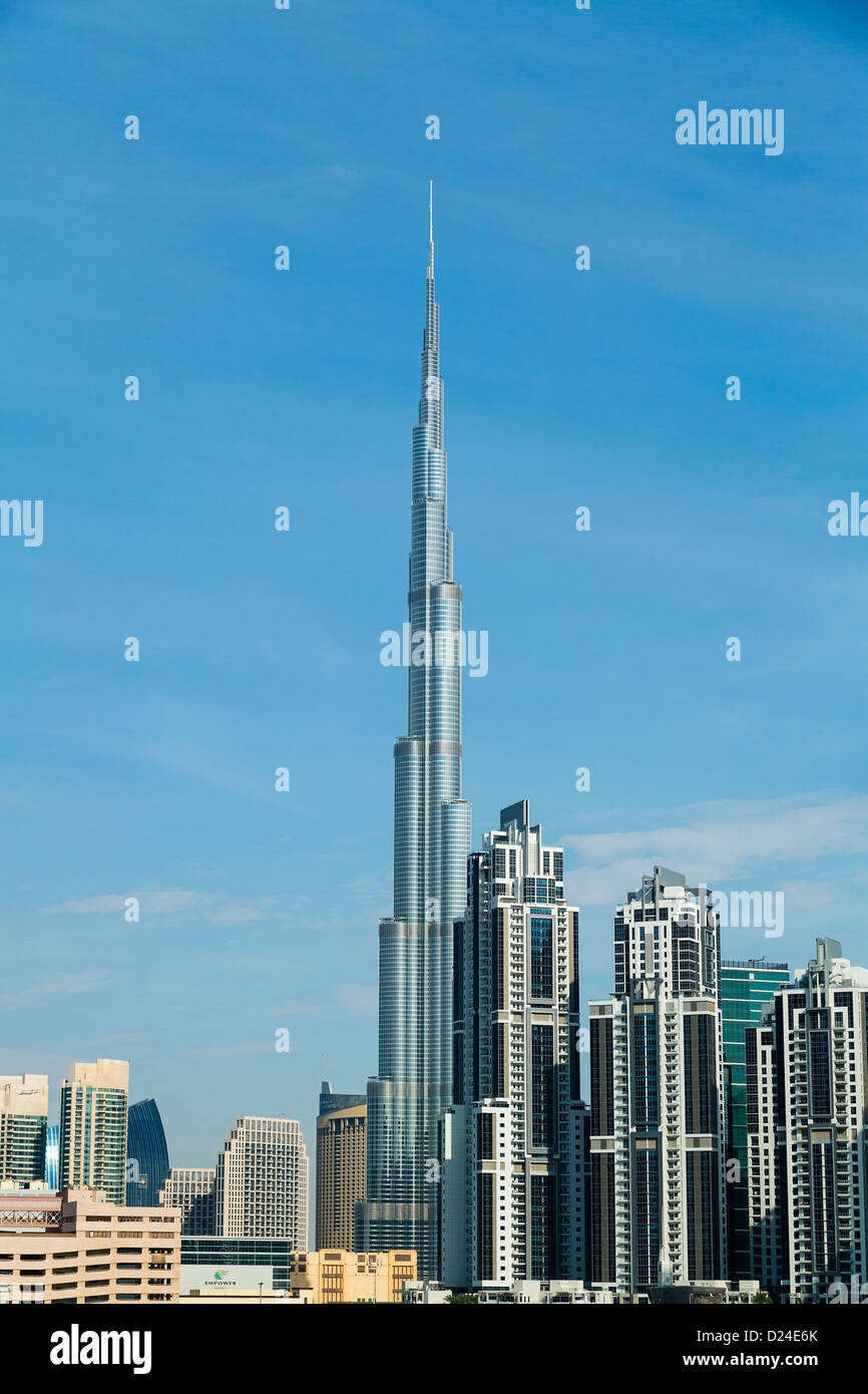 Il centro di Dubai con il Burj Khalifa grattacielo Foto Stock