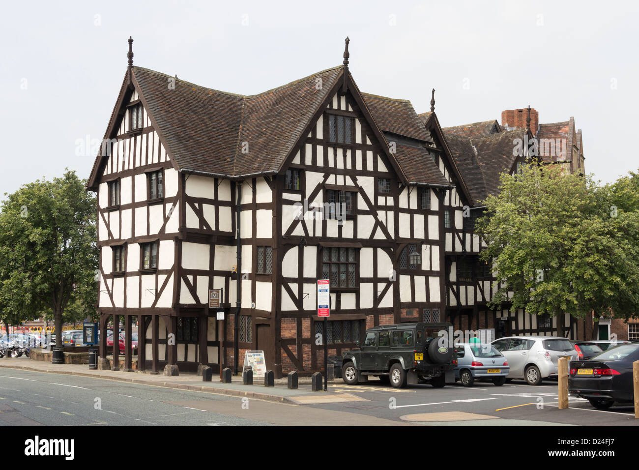 Il XVII secolo la struttura di legno Rowley's House Museum di Shrewsbury, casa di Shrewsbury Museum & Art Gallery. Foto Stock