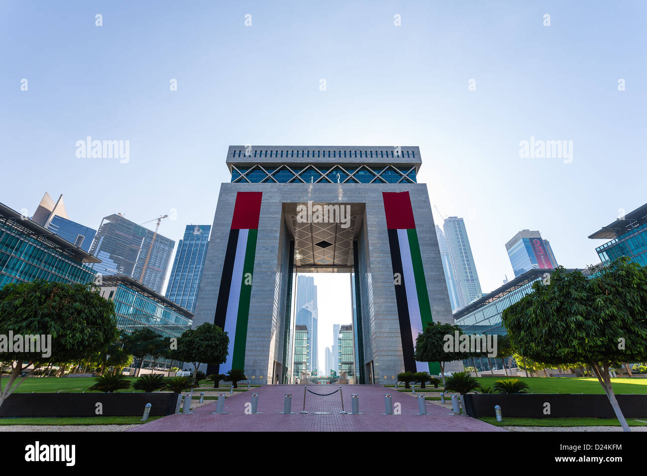 Il cancello, centro finanziario internazionale di Dubai Foto Stock