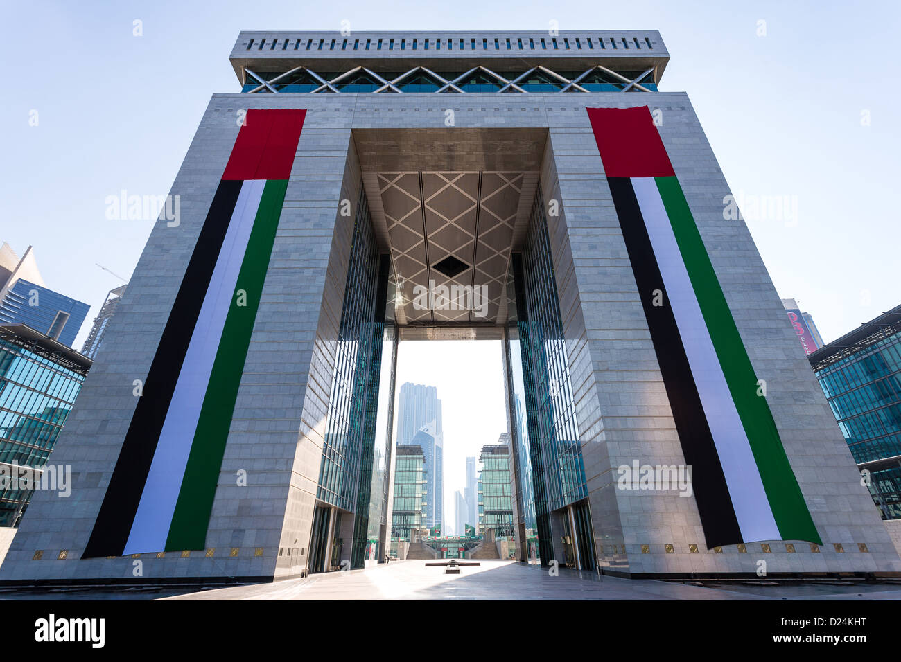 Il cancello, centro finanziario internazionale di Dubai Foto Stock