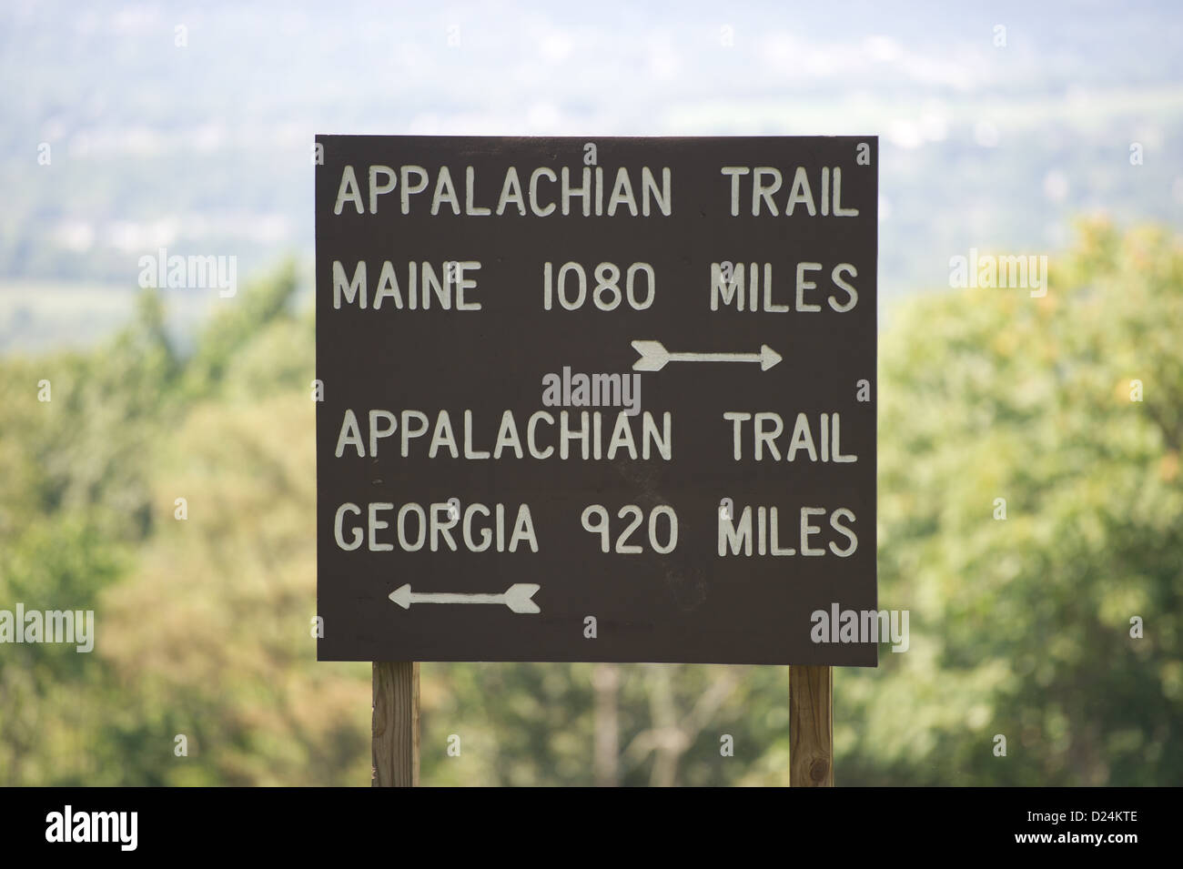 Pen Mar segno per le direzioni della Appalachian Trail su Mason Dixon Line Foto Stock