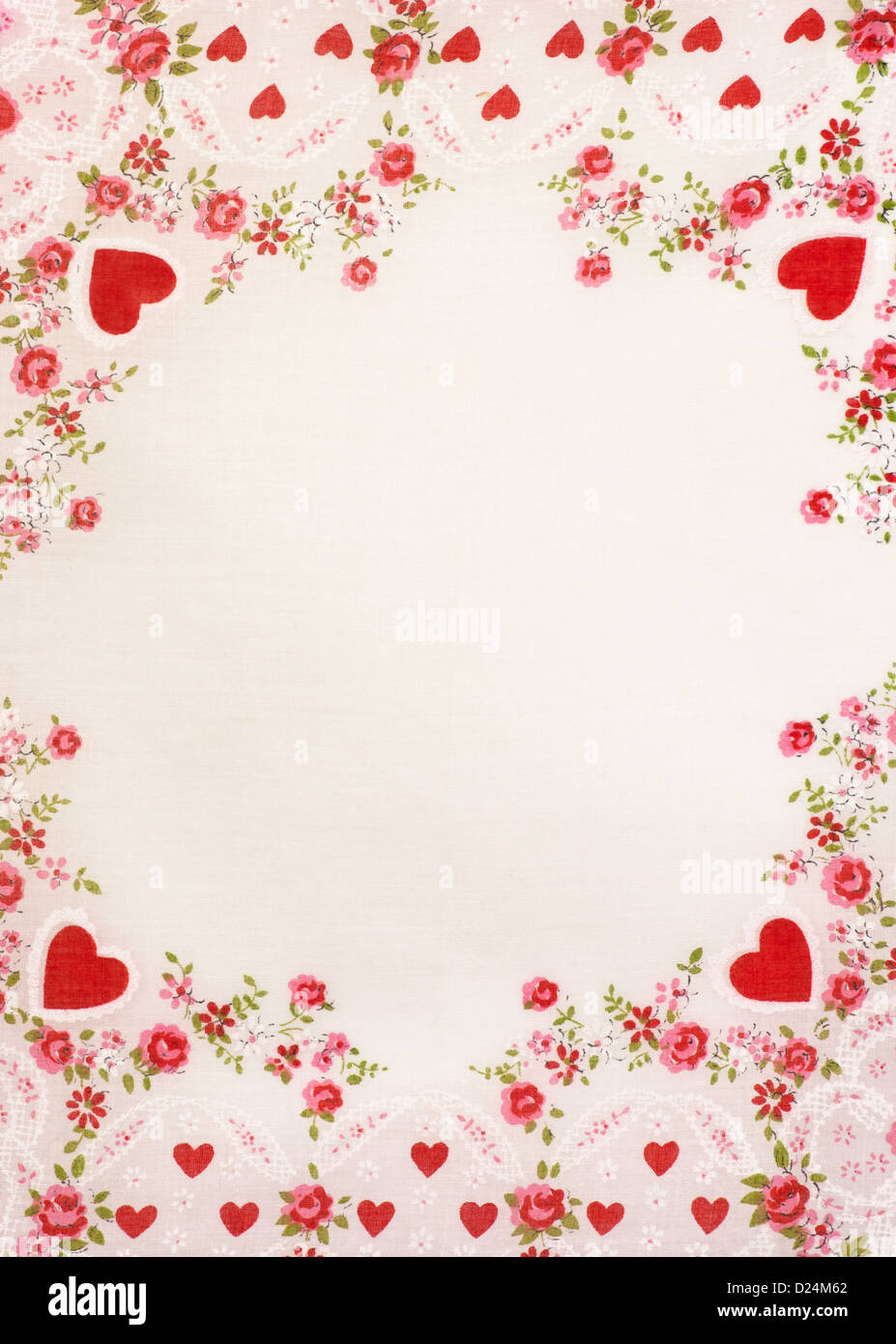 Vintage valentine nota carta centro messaggio lettera. Cuore telaio bianco con centro vuoto. Foto Stock