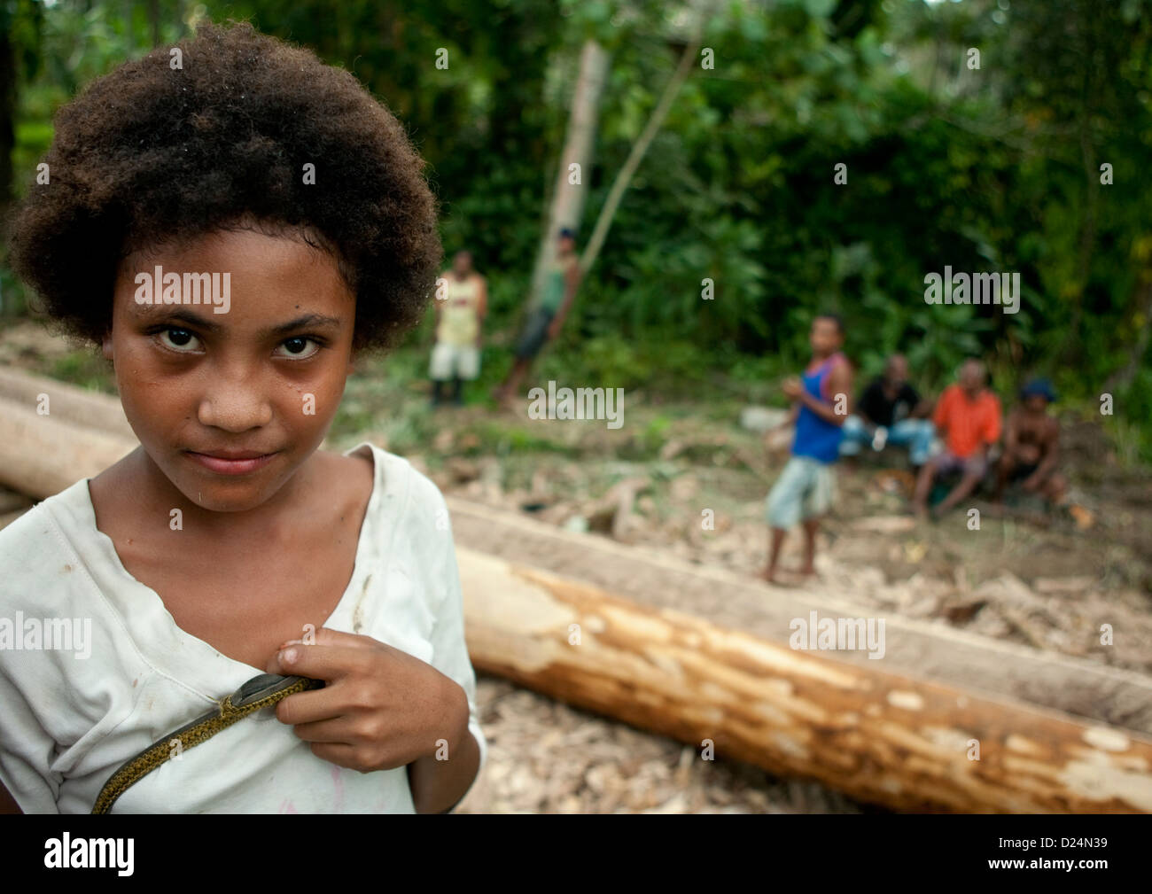 Ragazza locale, Alotau, Milne Bay, provincia di Papua Nuova Guinea Foto Stock