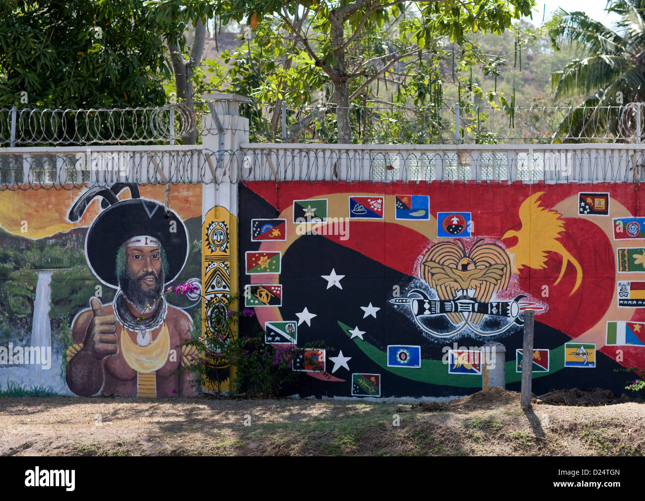 Parete decorata, Port Moresby, Papua Nuova Guinea Foto Stock