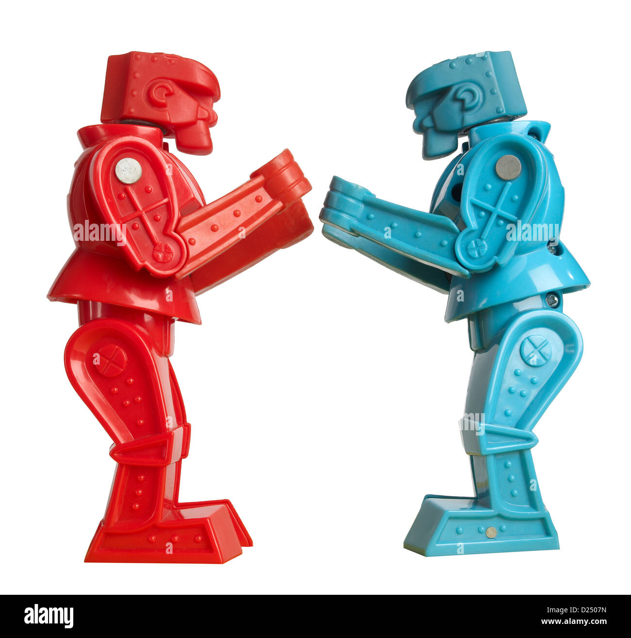 Il rosso e il blu Rock-em sock-em robot Foto Stock