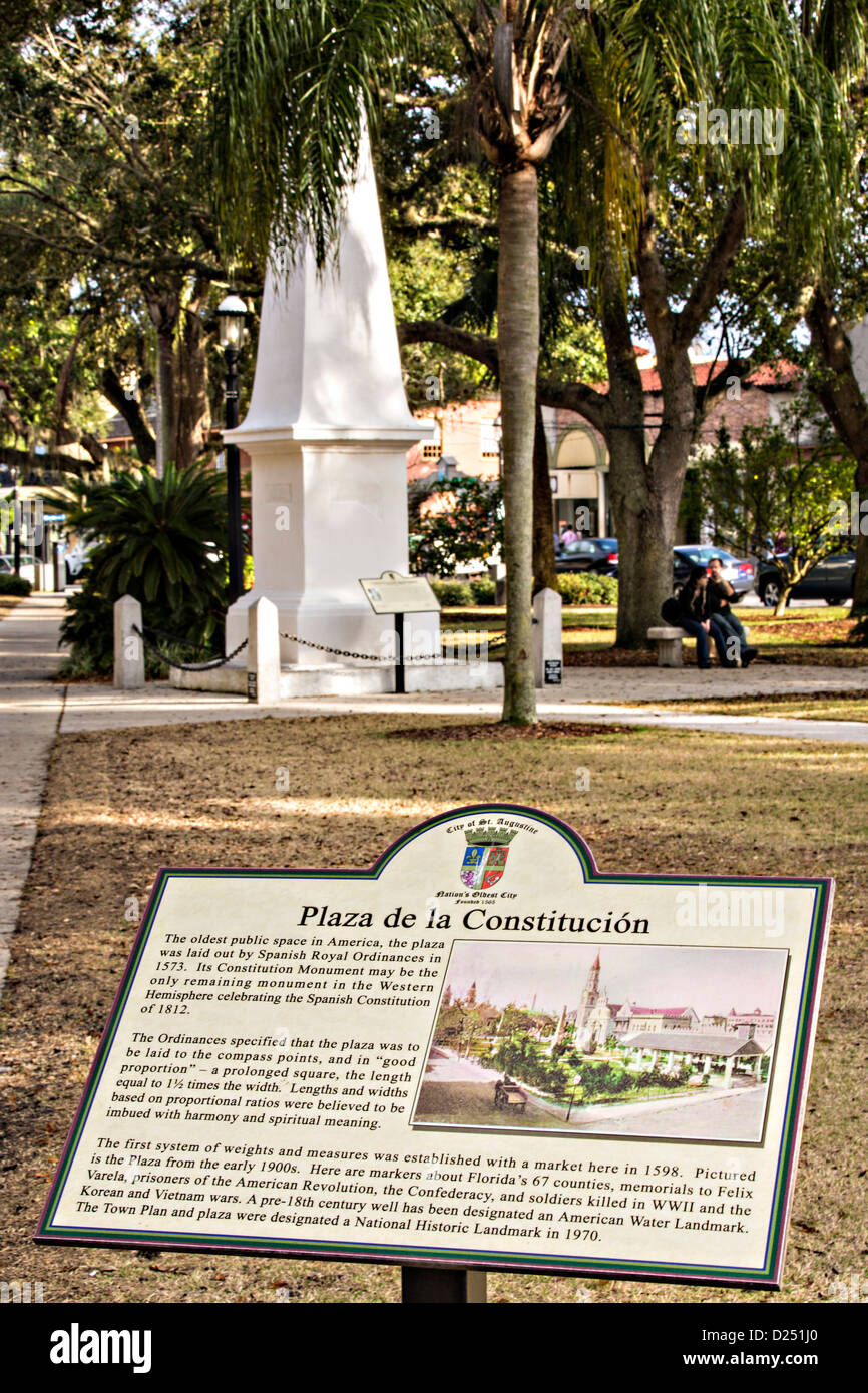 Plaza de la Constitucion a St. Augustine, Florida. Foto Stock