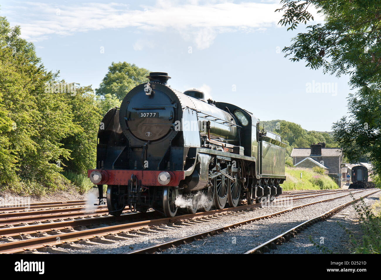 Locomotiva a vapore sul Wensleydale Railway Foto Stock
