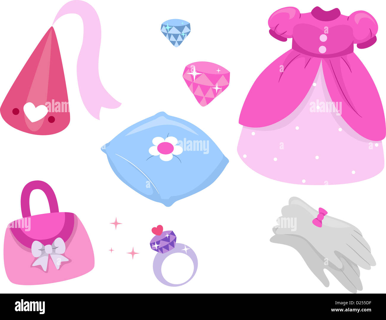 Illustrazione della principessa relativi elementi di design Foto Stock