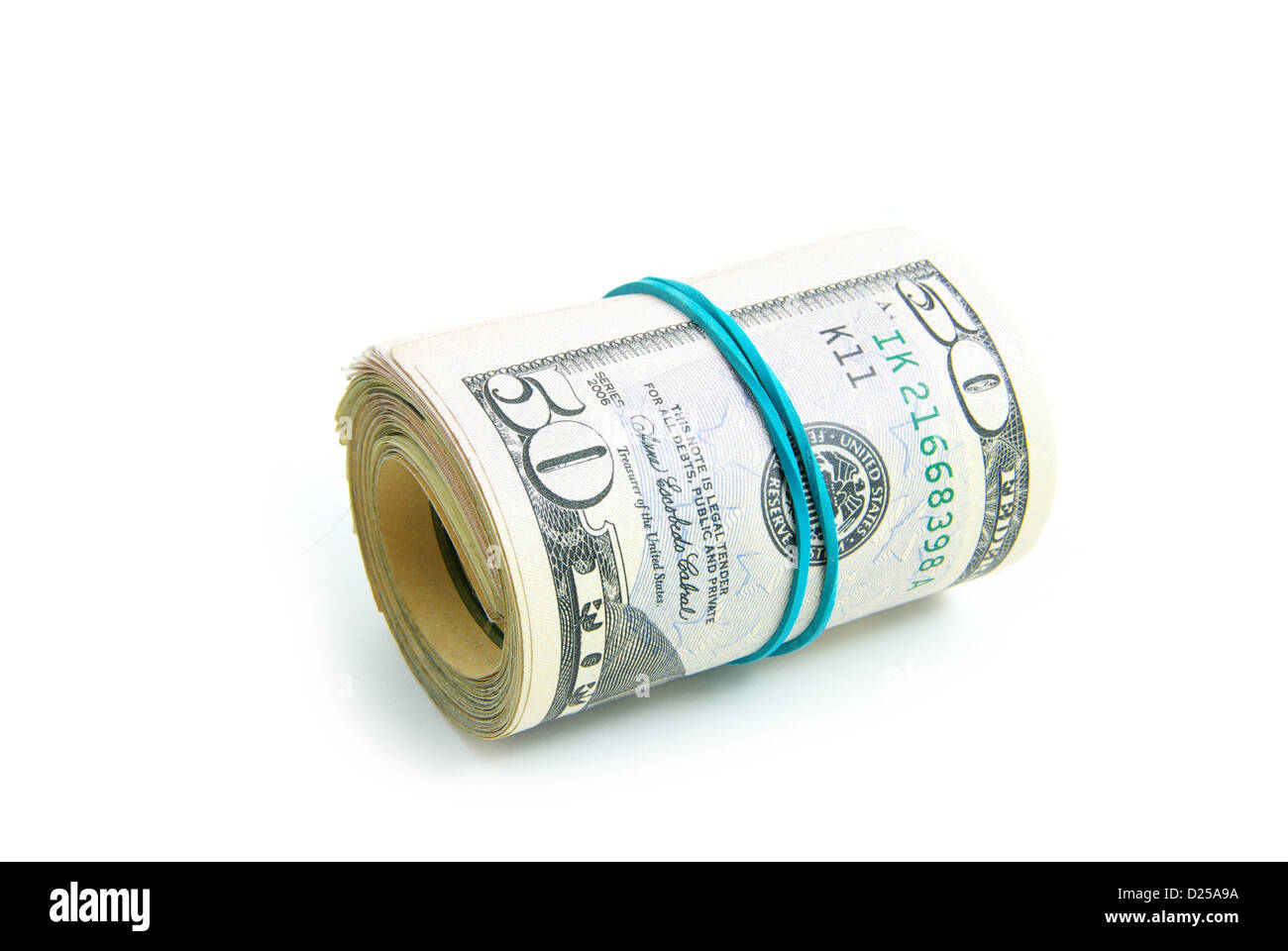 Stock di denaro isolato su sfondo bianco Foto Stock