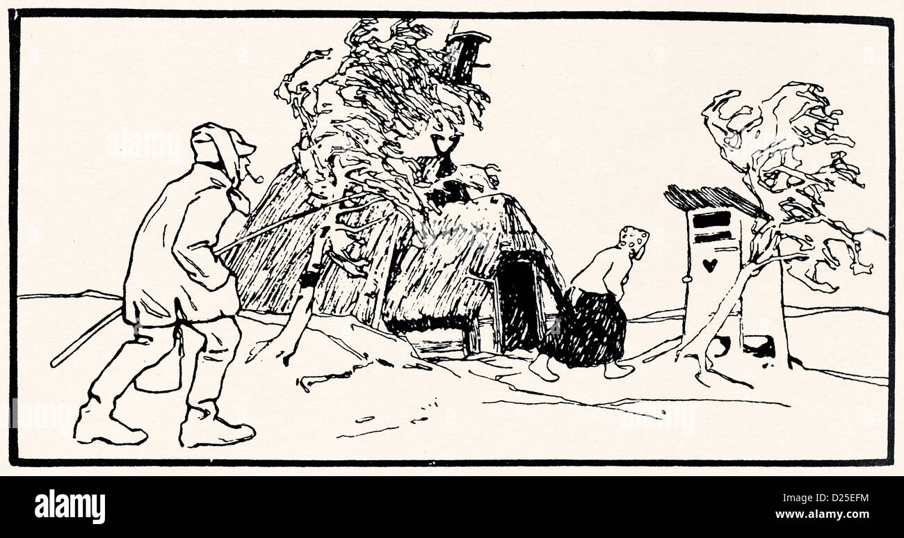 Fisherman e moglie alla Capanna di pesca Foto Stock