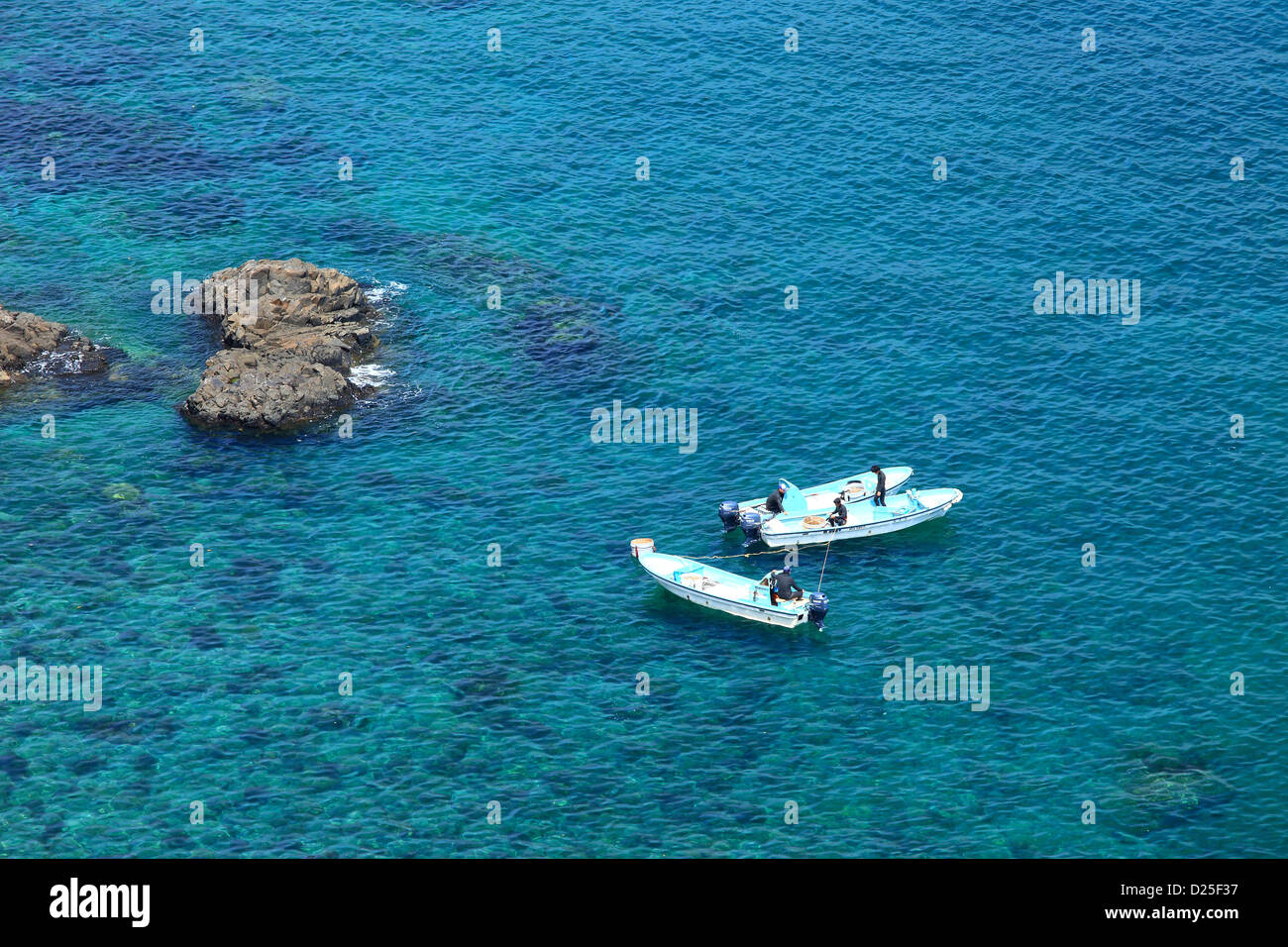 Barche in mare a Hirado island, Prefettura di Nagasaki Foto Stock