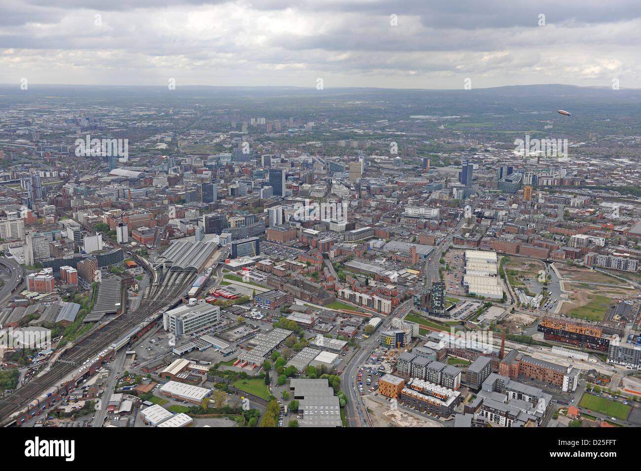 Fotografia aerea del centro cittadino di Leeds Foto Stock