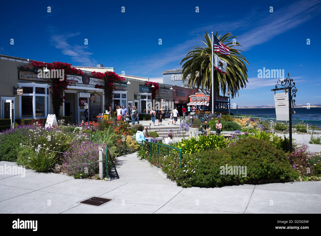 Area pedonale Cannery Row Monterey Bay Foto Stock