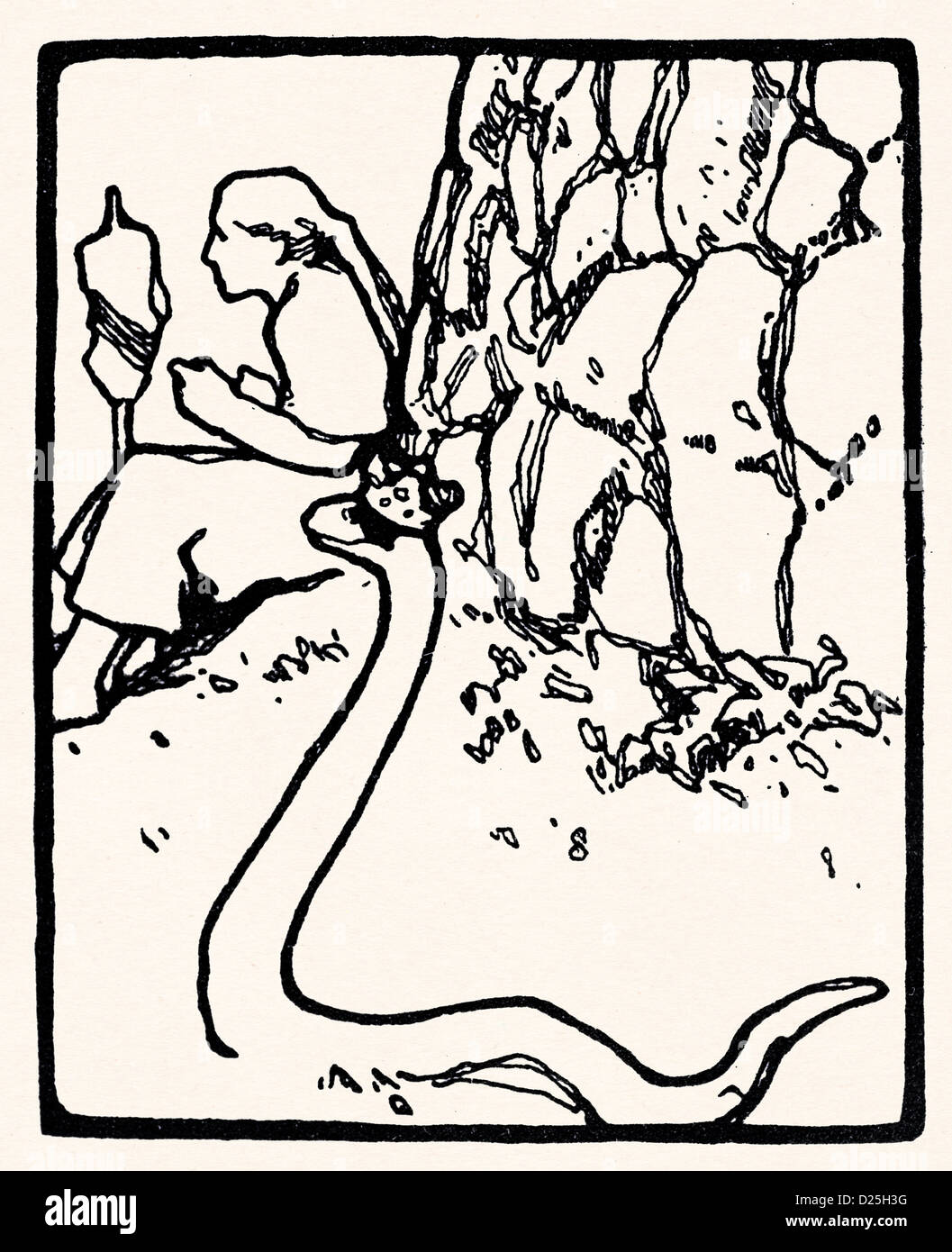 Il serpente e il filatore Foto Stock