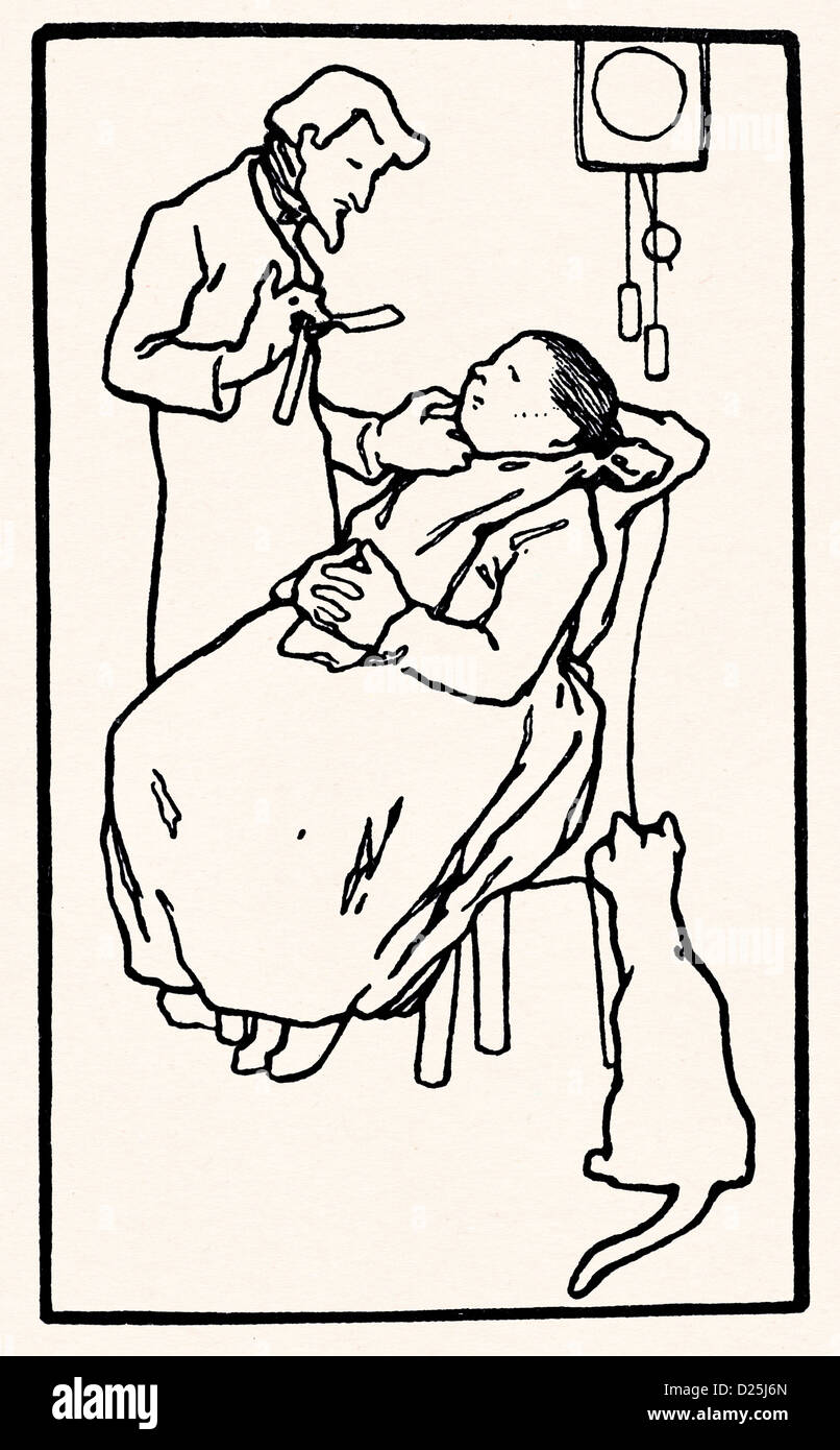 Uomo con coltello in doctoring donna Foto Stock