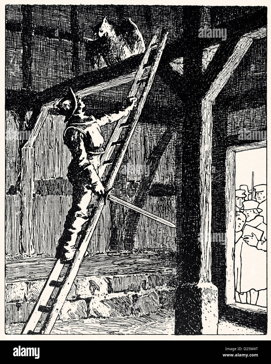 Soldato con la spada e il barbagianni Foto Stock