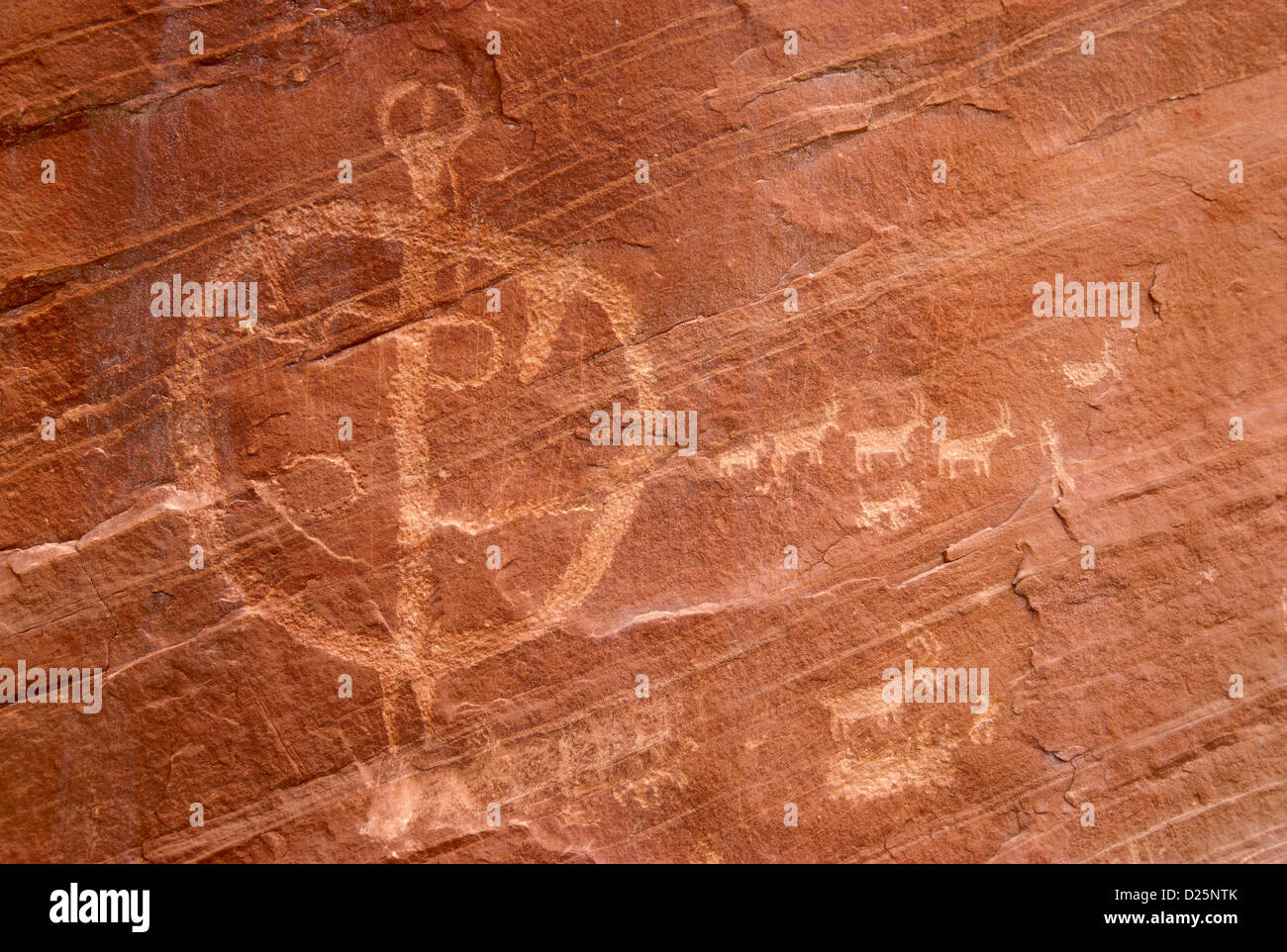 Indiani Petroglyph nello Utah Foto Stock