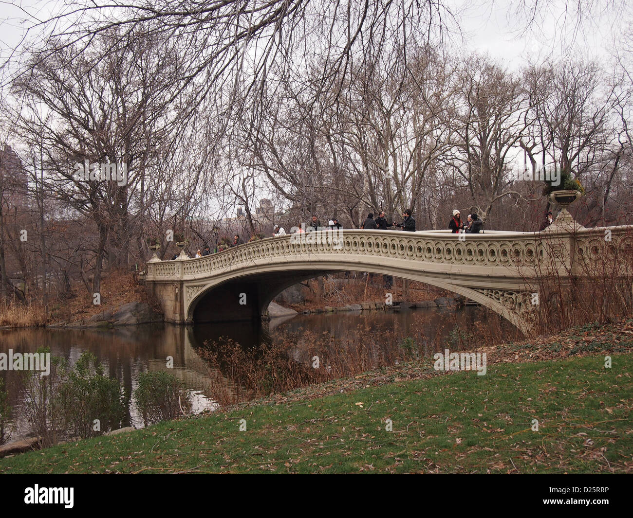 Inverno ponte di prua, al Central Park di New York City, Stati Uniti d'America Foto Stock