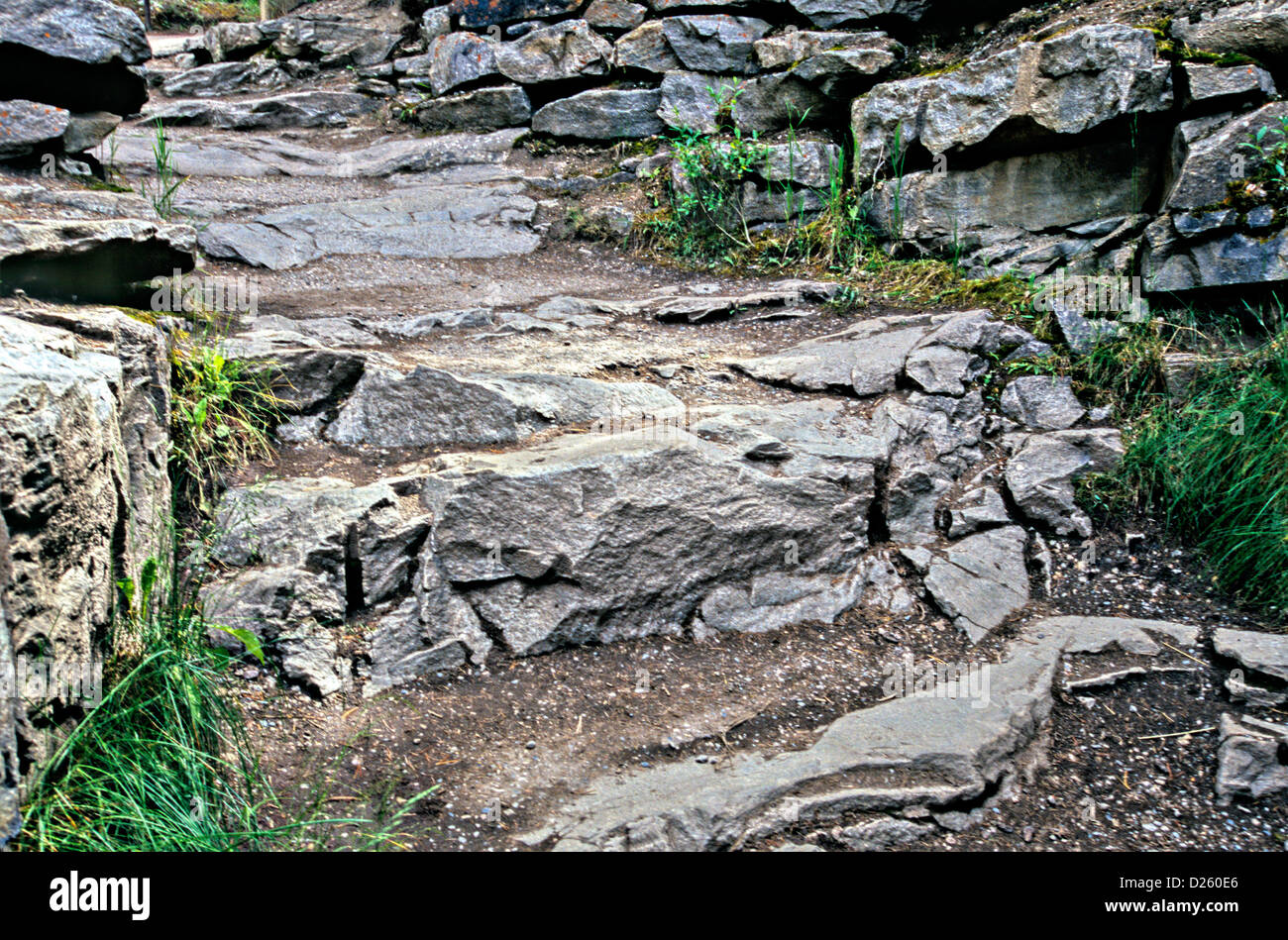 Scala naturale su una passerella di pietra Foto Stock