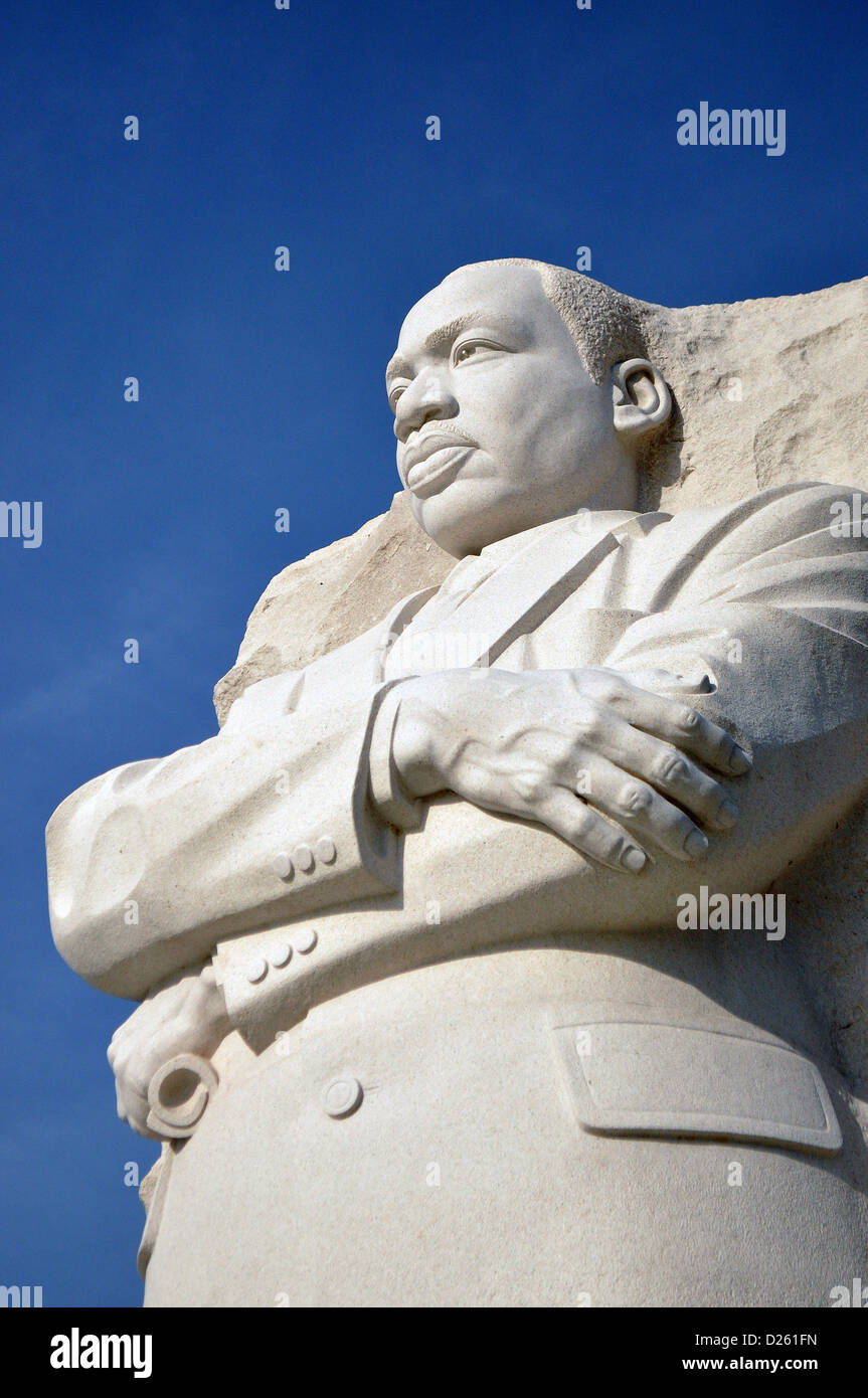 Fotografia del Memorial statua del leader dei diritti civili Martin Luther King Jr in Washington DC USA MLK Spazio di copia Foto Stock