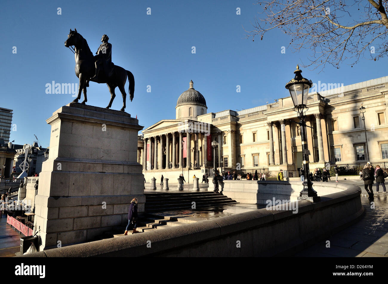 Esterno della National Gallery in Trafalgar Square Londra Foto Stock