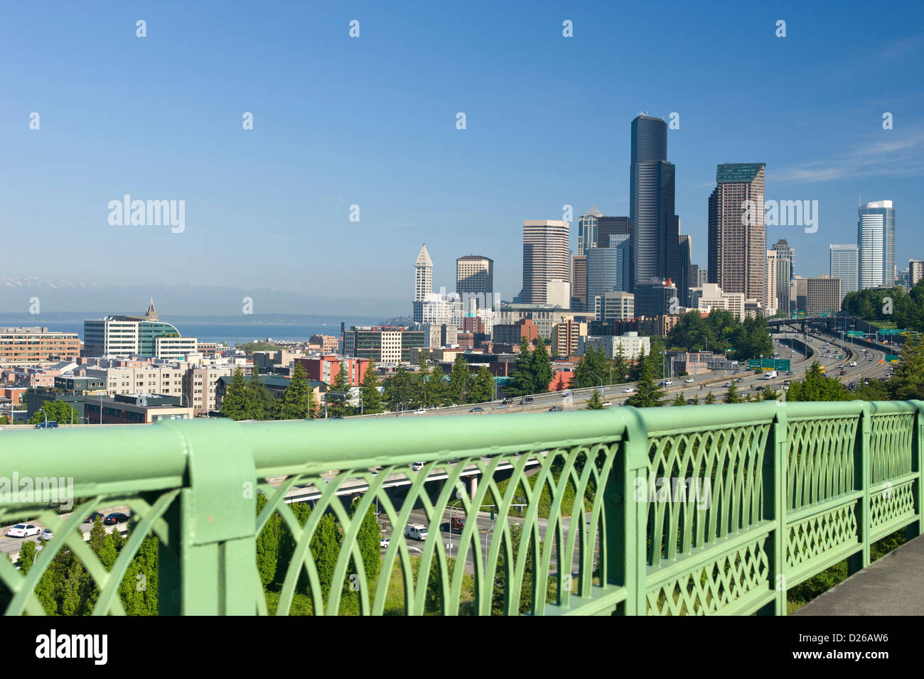 SKYLINE del Centro Seattle dal BEACON HILL NELLO STATO DI WASHINGTON STATI UNITI D'AMERICA Foto Stock